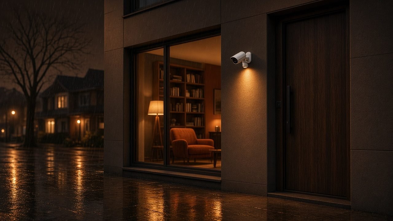 Wetterfeste WachHaus Außenkamera bei Regen am Hauseingang